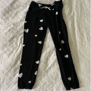 Monrow xs black sweatpants with hearts